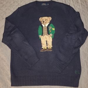 RALPH LAUREN POLO BEAR SWEATER VARSITY KNIT L LARGE